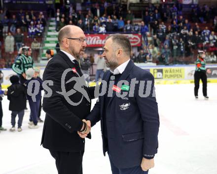 Eishockey ICE Bundesliga.  Winn2day ICE Hockey League. VSV gegen Graz99ers.   Trainer Pierre Allard   (VSV),  Trainer Daniel Lacroix  (Graz). Villach, am 17.3.2026..
Foto: Kuess
www.qspictures.net
---
pressefotos, pressefotografie, kuess, qs, qspictures, sport, bild, bilder, bilddatenbank