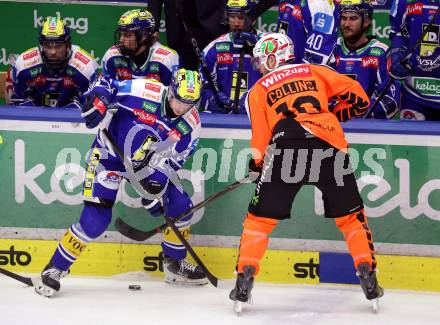 Eishockey ICE Bundesliga.  Winn2day ICE Hockey League. VSV gegen Graz99ers.  Dominik Prodinger   (VSV),  Chris Collins  (Graz). Villach, am 17.3.2026..
Foto: Kuess
www.qspictures.net
---
pressefotos, pressefotografie, kuess, qs, qspictures, sport, bild, bilder, bilddatenbank